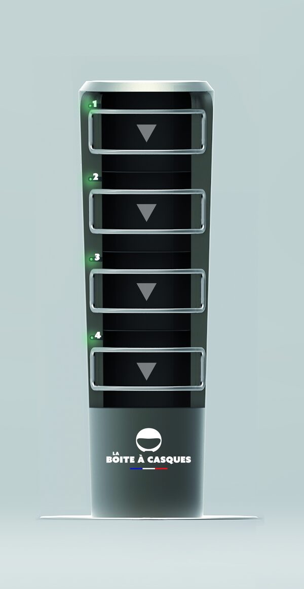 Le Cornet de 4 - Consigne à casques compacte, 4 emplacements, version grise